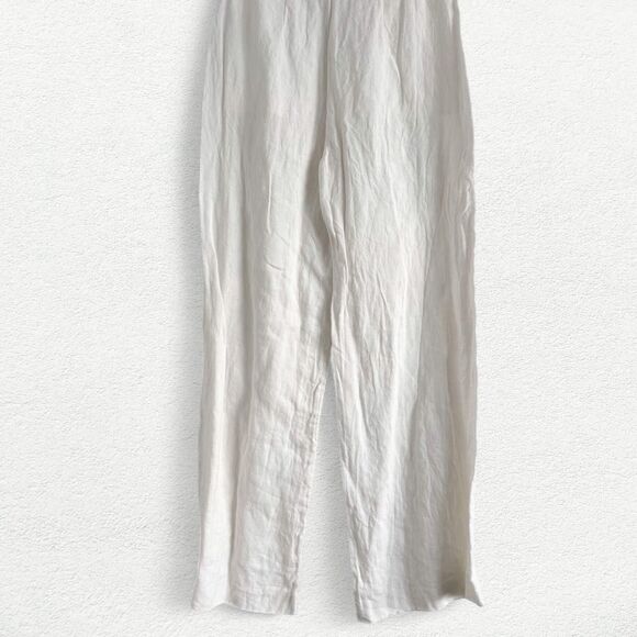 ST. AGNI High Waist Linen Wide Leg Pants in Ivory - Picture 7 of 8